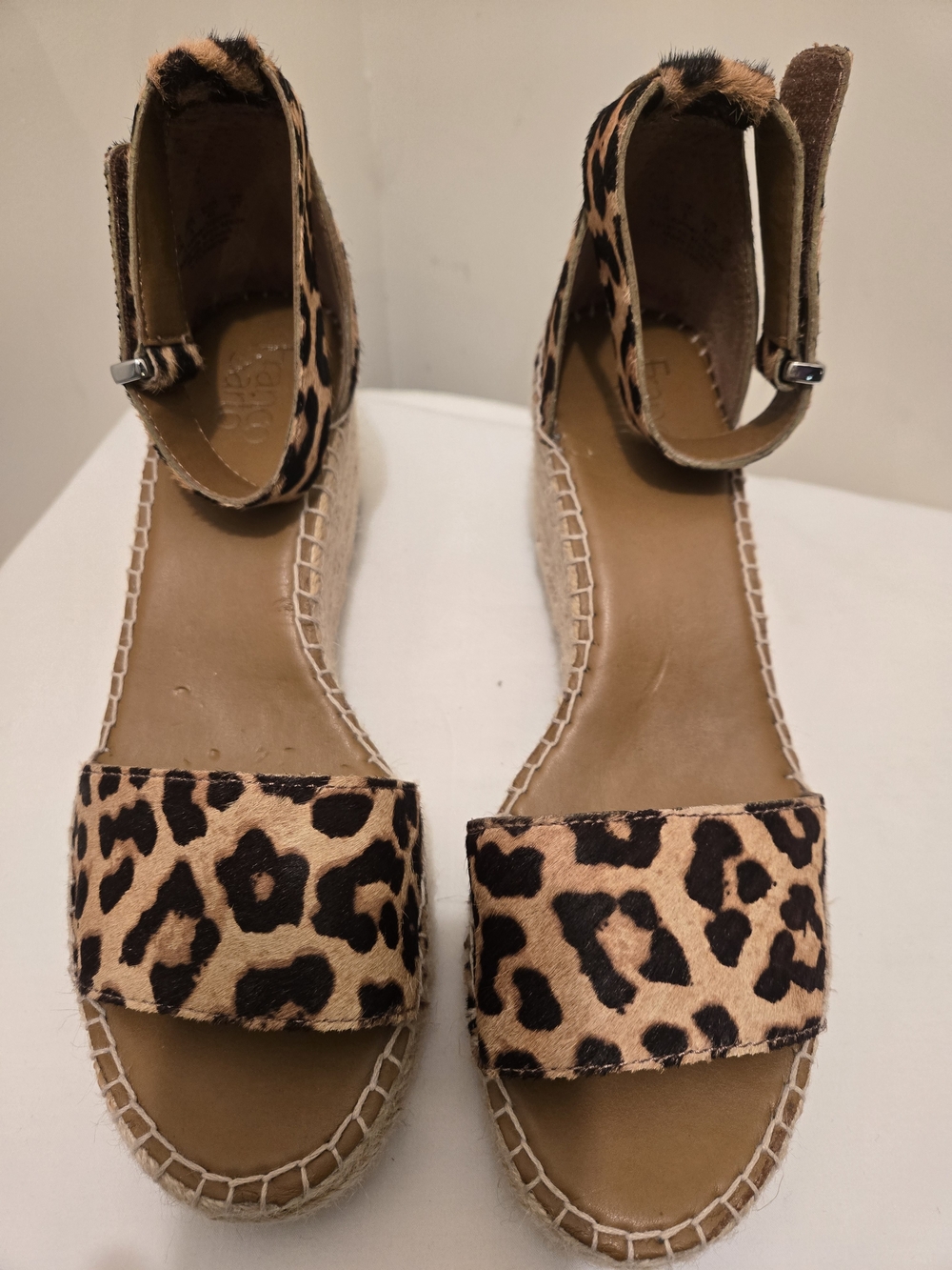 Franco Sarto Leopard-Print Espadrille Wedge Sandals - Tan & Black